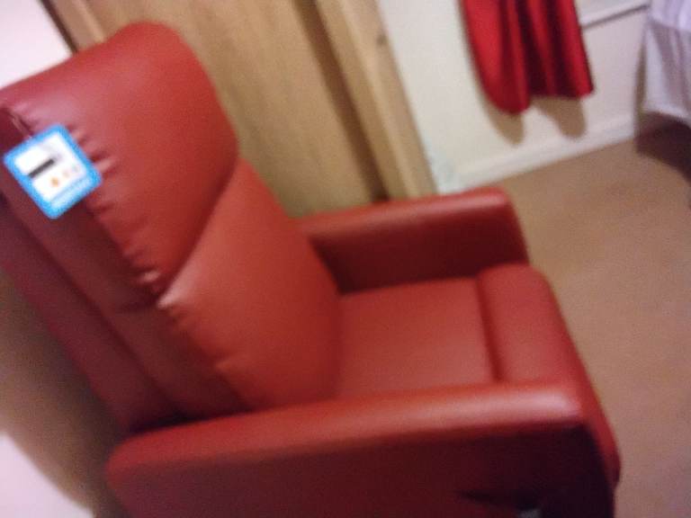 Red faux Leather Recliner Armchair – As Good As New