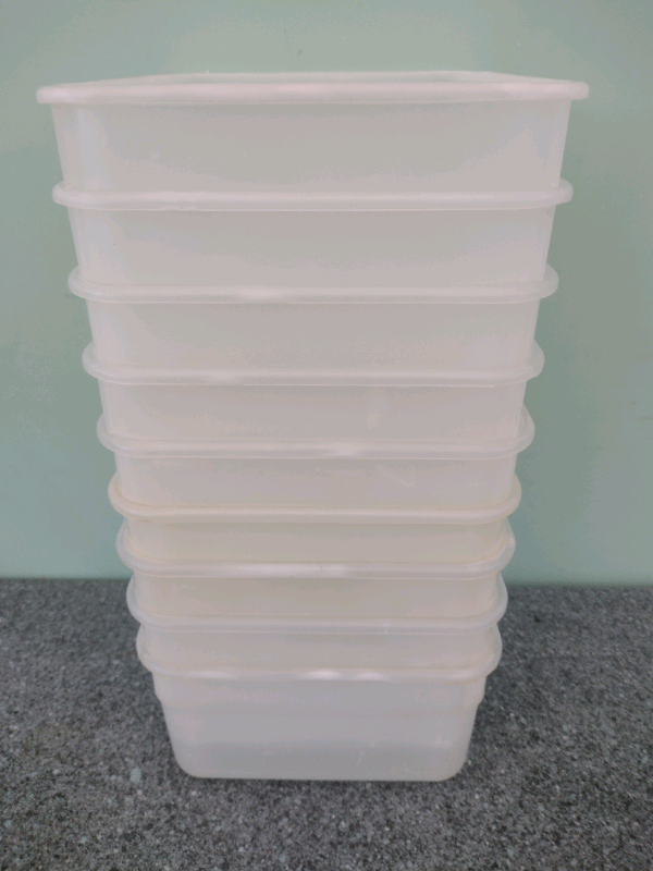 9 Useful 6.5 inch Square Clean Plastic Food Containers (without lids)