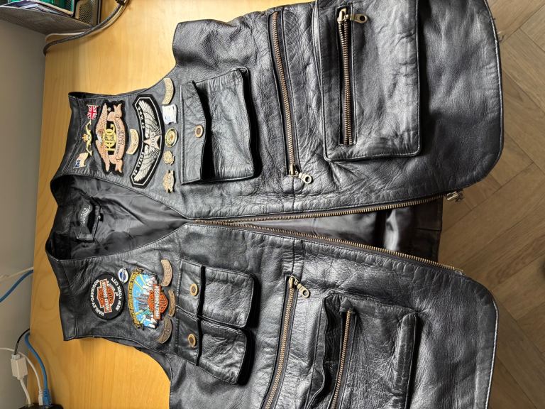 LEATHER WAISTCOAT WITH BADGES
