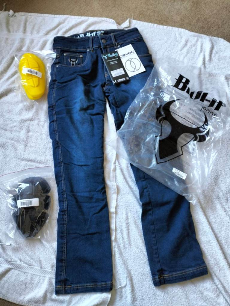New Bull-it SR6 Bondi stretch Ladies Blue Covec Motorcycle Jeans Inc Armour UK 8 28" waist 