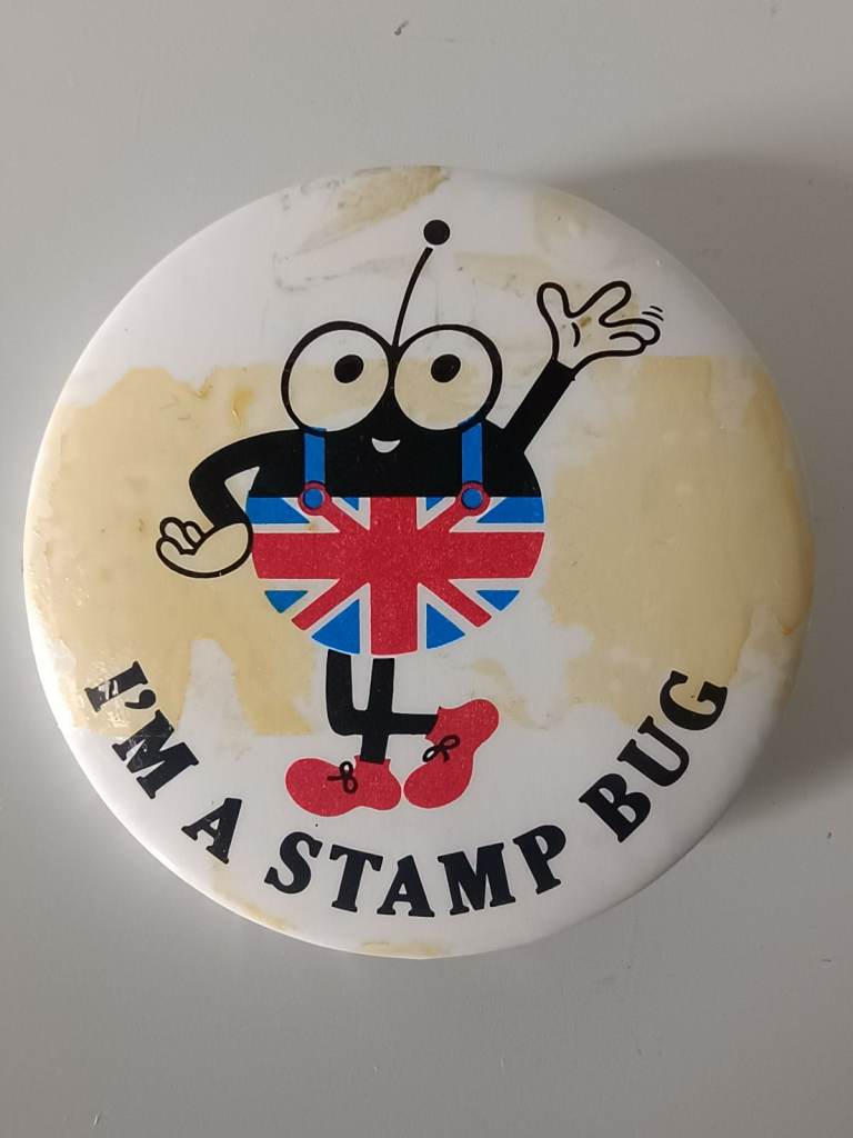 image for 1980's Post Office 'I'm A Stamp Bug' - Vintage Novelty Message Badge