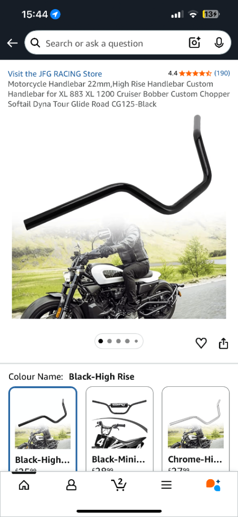 High Rise Motorcycle Handlebars for Sportster XL 883 1200 Cruiser Bobber Chopper