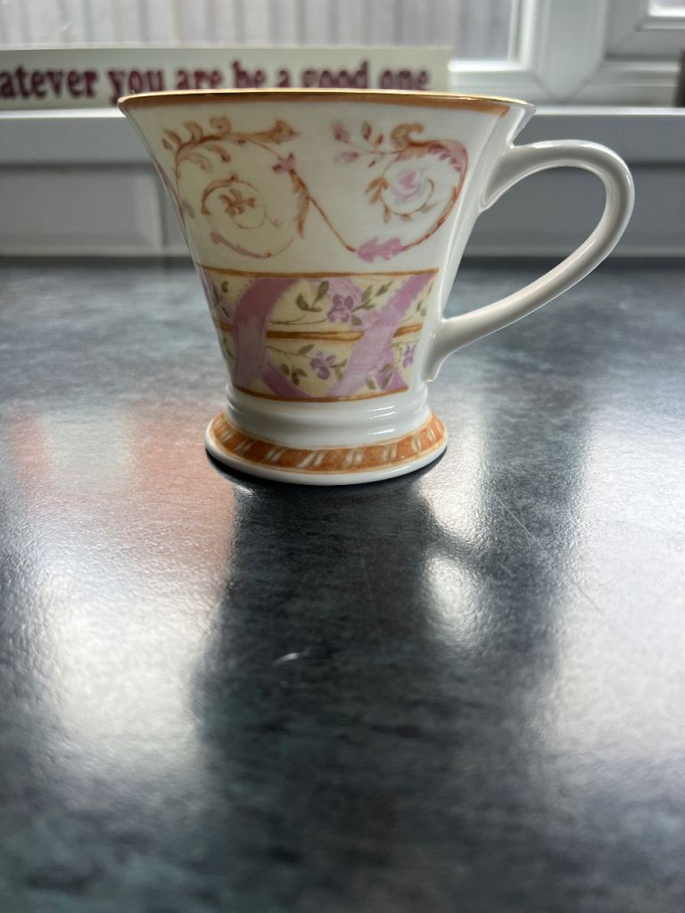 Past Times 18th Century Pink Ribbon Bone China Mug