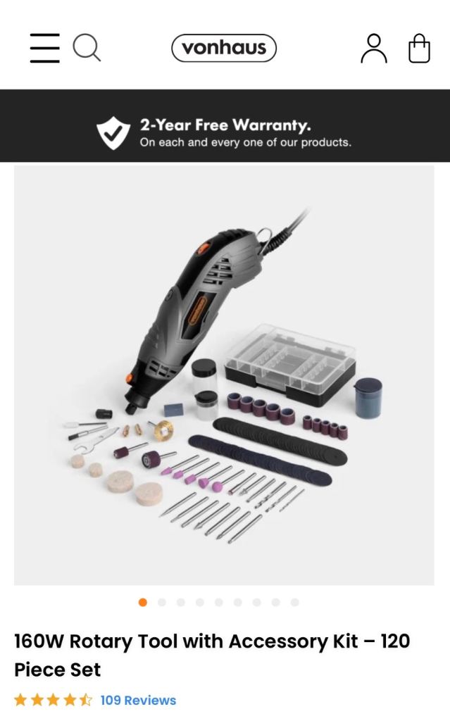 Vonhaus 160W Rotary Multi-Tool Kit – 120 Piece Accessory Set