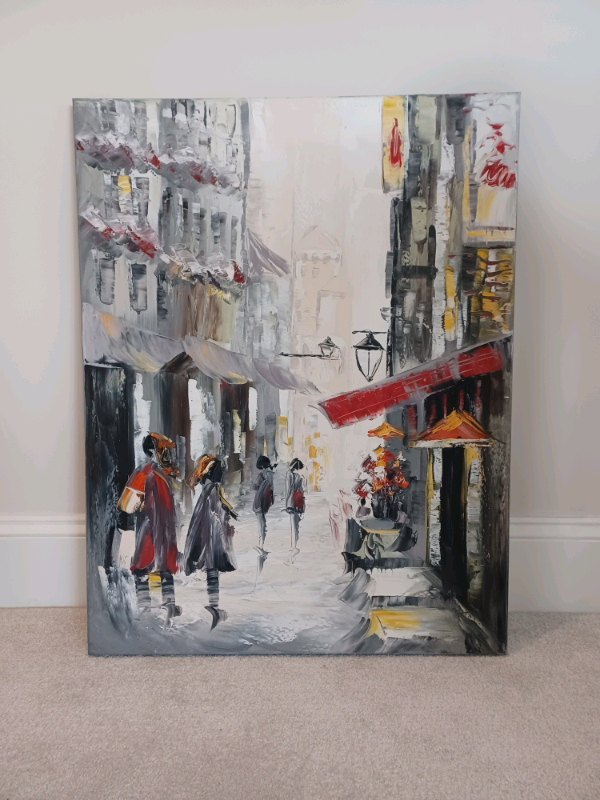 Large Textured Street Canvas painting 90cm