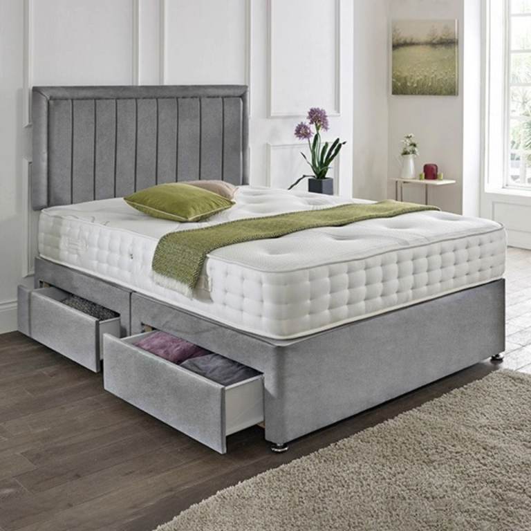 >>>>❤️Super Offer 🚛DIVAN Luxury 4FT6 Double Bed Base 😘With Mattress & Storage Drawers 💥15% OFF