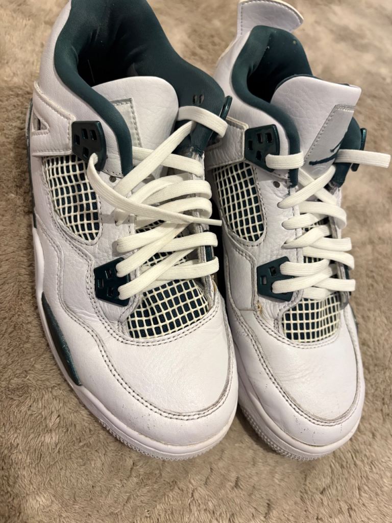 Nike Air Jordan 4 White/Green Trainers – Good Condition