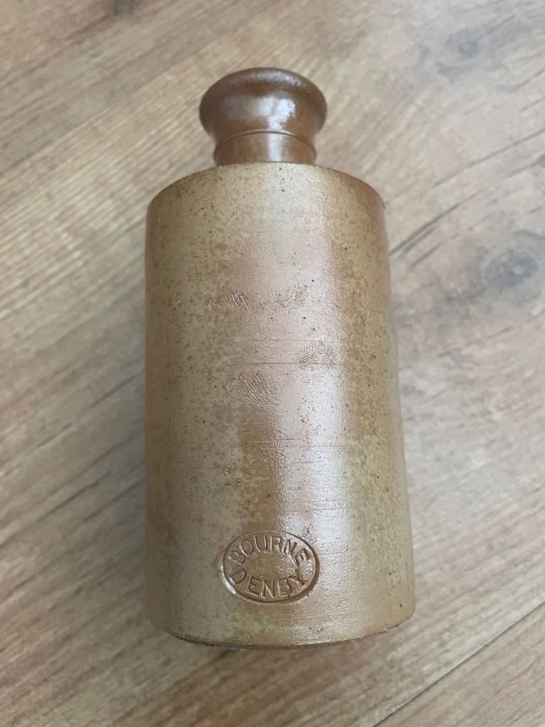 Vintage Old Rare J Bourne- Denby Pottery Ink Bottle Stoneware Pouring Lip Bottle