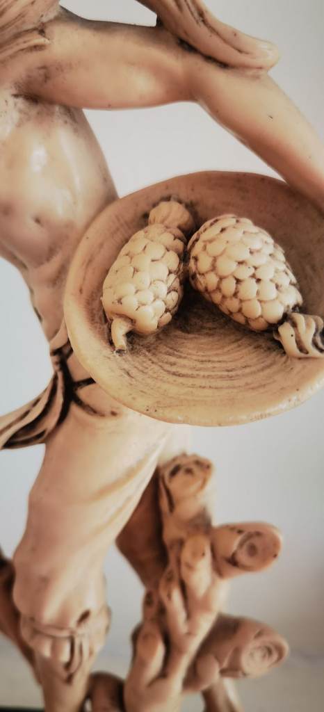 Vintage Figurine Resin Chinese Man Carrying A Basket Of Fruit £12 ONO