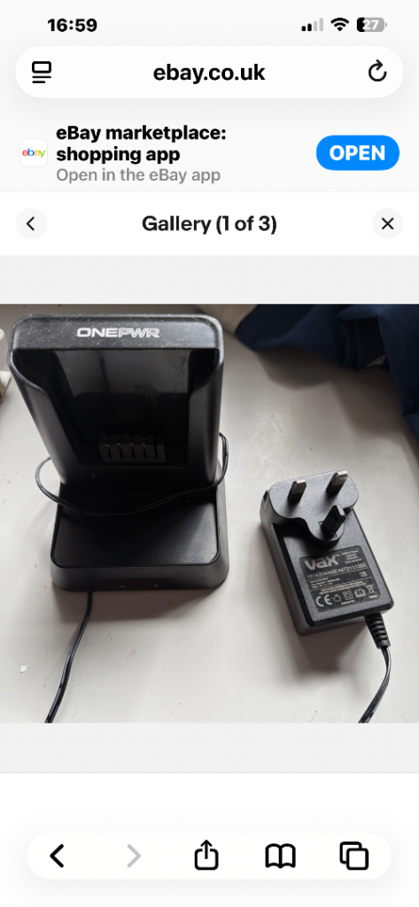 Vax one power battery charger 