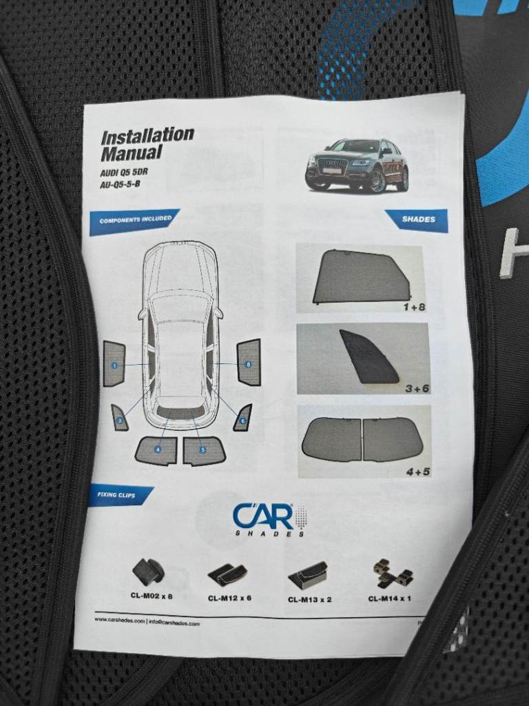 Car window shades blinds Audi Q5 2017 to 2024