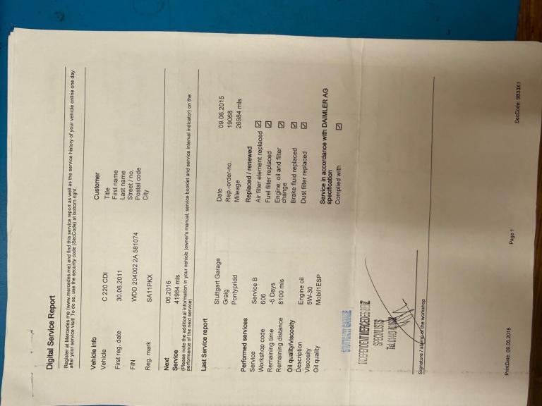 2011 Mercedes-Benz C Class C220 CDI BlueEFFICIENCY Sport 4dr Auto SALOON DIESEL Automatic