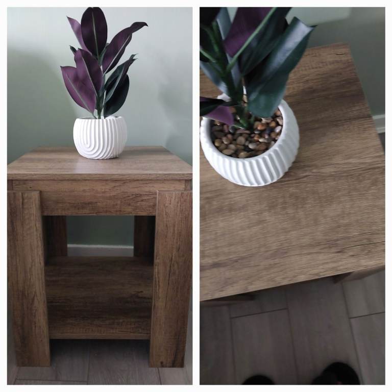 Wooden Side Table with Shelf – Good Condition