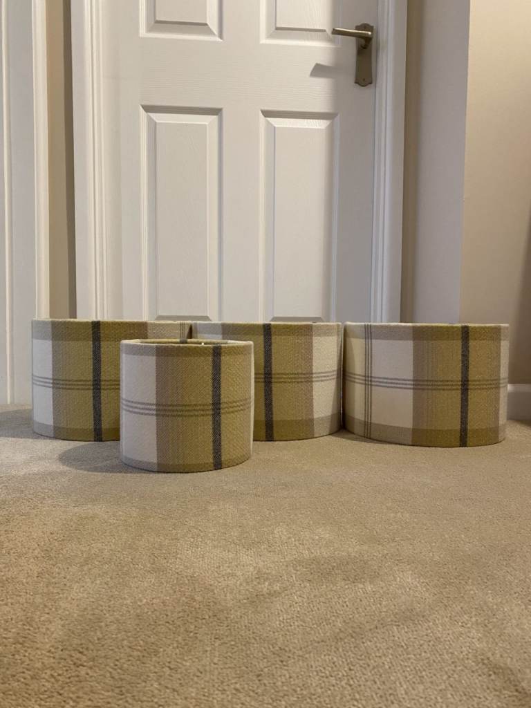 Ochre check lamp shades