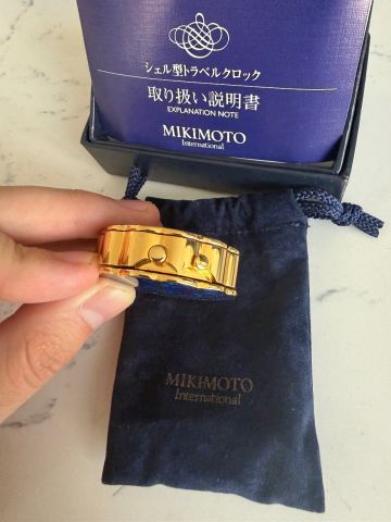 Mikimoto International Shell Travel Clock – Blue & Gold, As New