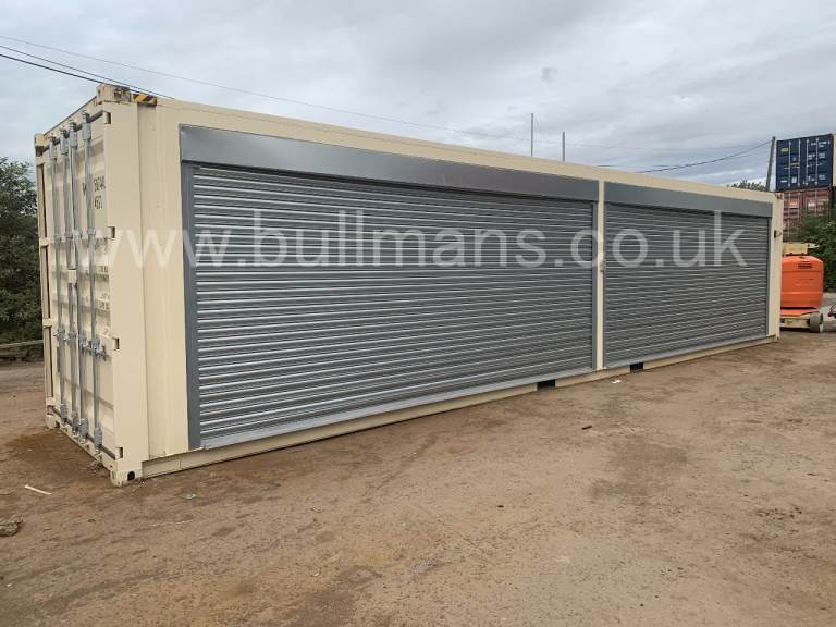 40ft High Cube Side Opening Shipping Container – Twin Electric Roller Shutters – For Sale