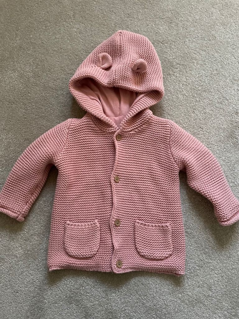 Pink hoody baby jacket cardigan 6 -9 months