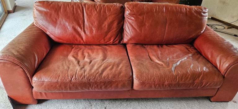 2 large leather sofas - free for collection