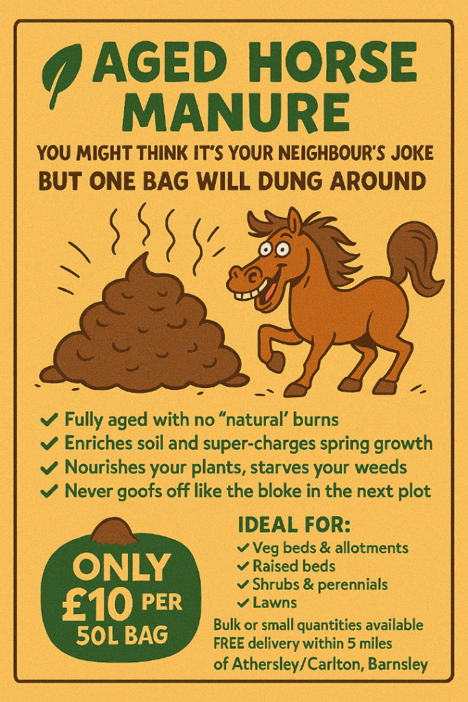 AGED HORSE MANURE – Premium Garden Compost! Fully Aged • Nutrient-Rich • Ready to Use