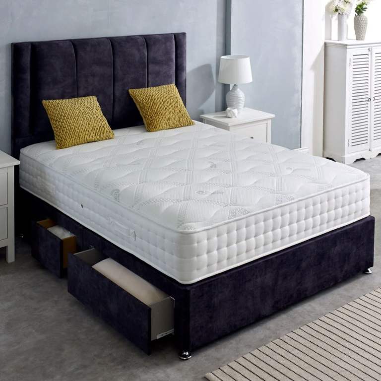 🚚 Direct From Factory: Black VELVET Luxury 4FT Small Double Divan bed with Storage Ready To Ship 🎯