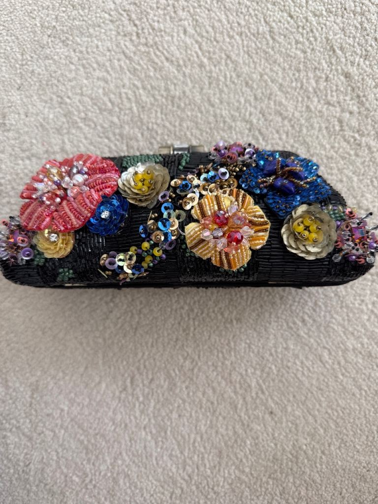 Beautiful Beaded Floral Clutch Bag – As Good As New