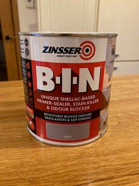 Zinsser BIN Shellac Based Primer Sealer Paint in Grey, 1L