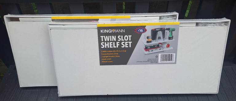 New 2 x KINGMANN Twin Slot Shelf Set – White