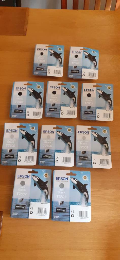 image for 100% Genuine Brand New ORIGINAL EPSON T760(Killer Whale)Set of 11 Ink Cartridges-BUY ME £100 BARGAIN