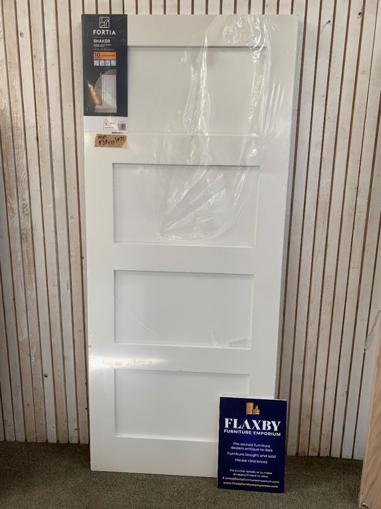 Fortia 4-Panel Shaker Internal Door - White Primed - New - 1981 x 838mm