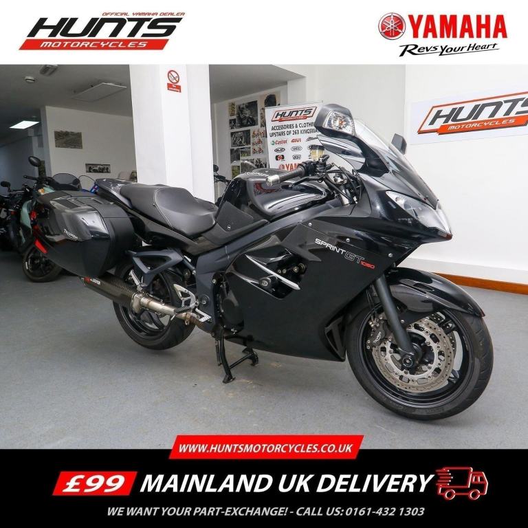 2012, '12 reg. Triumph Sprint GT 1050 ABS. R&G Protectors, Scorpion Pipe. £3,995