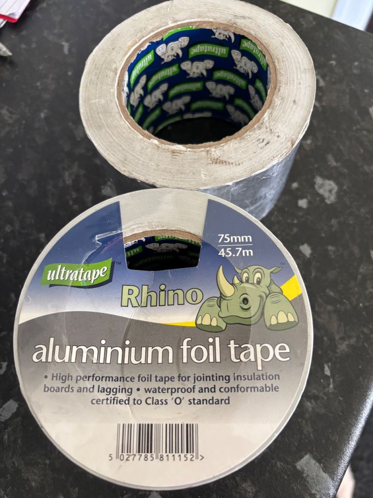 2 Rolls of Rhino Aluminium Foil Tape