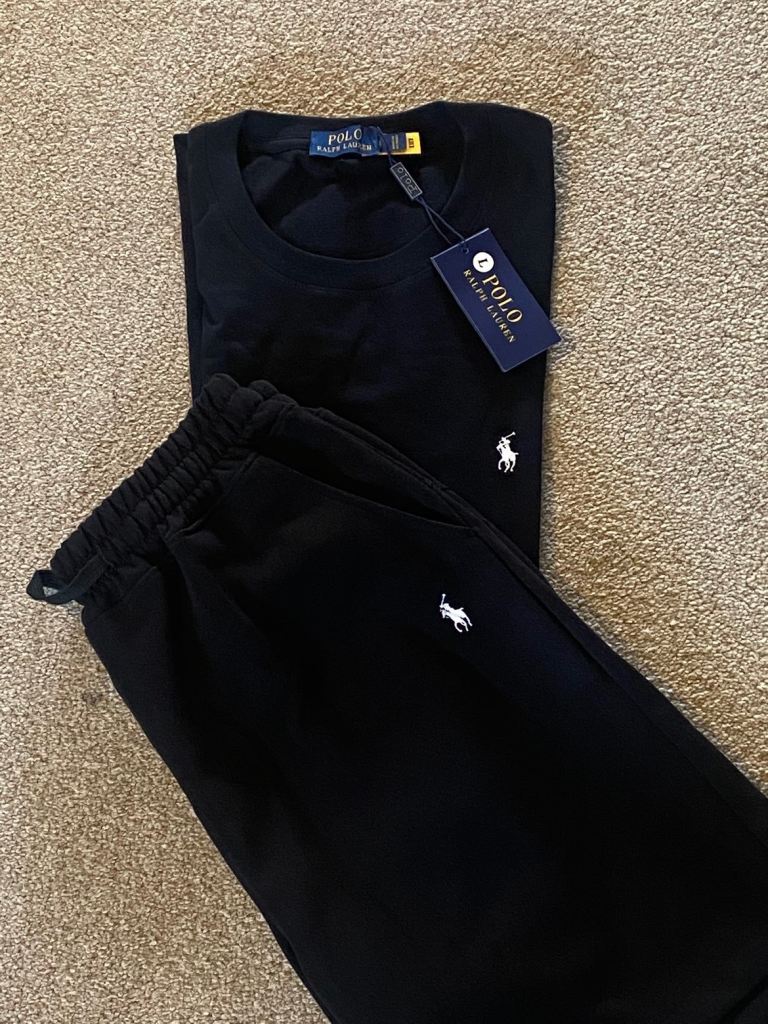 New Polo Ralph Lauren Black T-shirt and Shorts Set with Tags