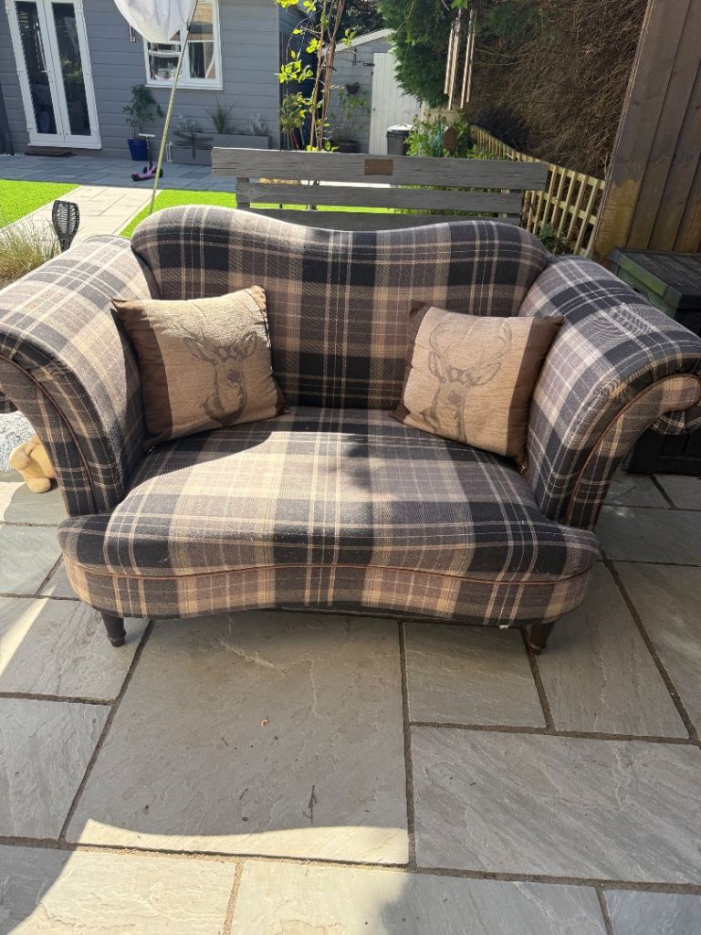 Two seater tartan sofa