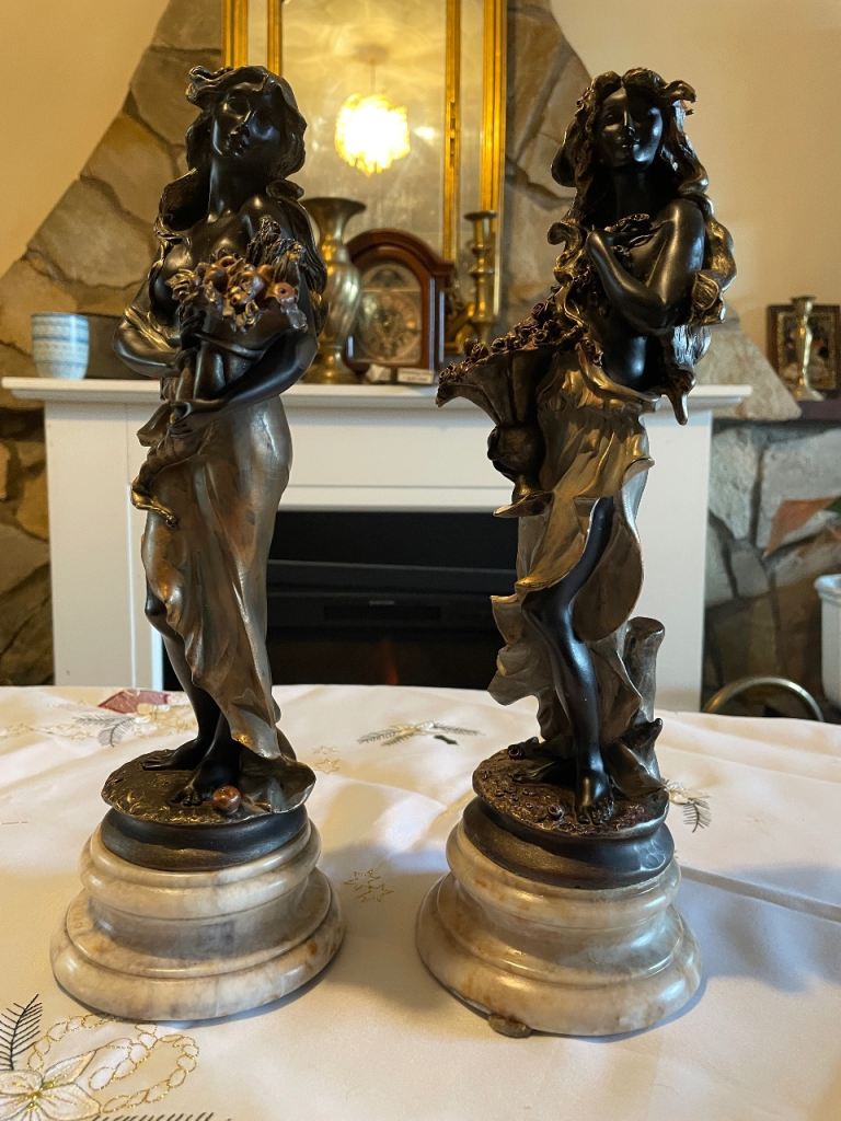 A pair of Marble Base Figurines 