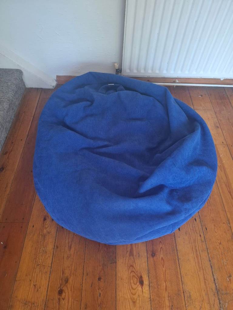 Blue corduroy beanbag