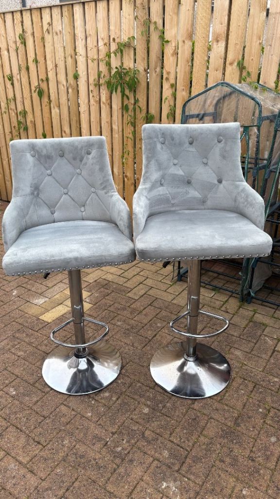 Grey Velvet Bar Stools