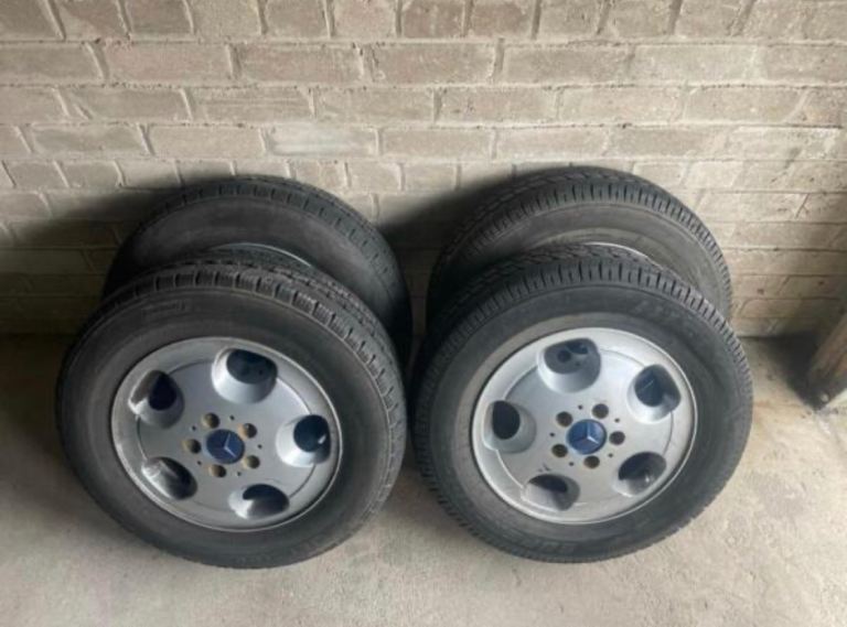5 studded steel wheels & tyres