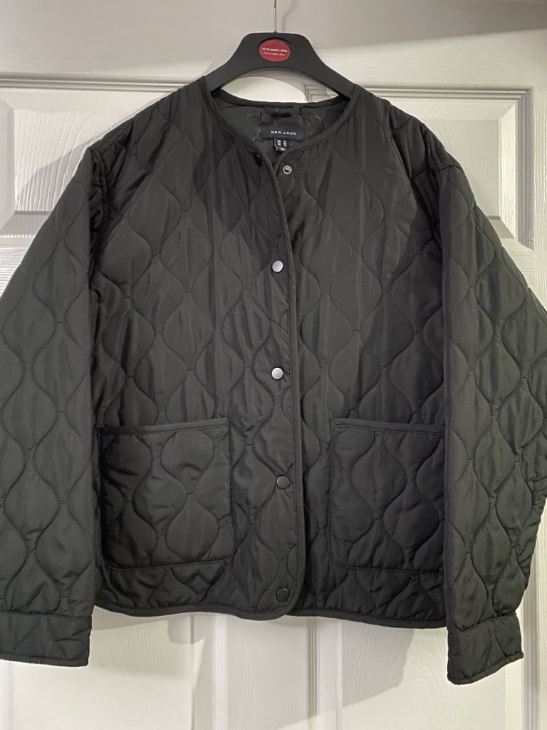 Ladies Black Quilted Jacket. Size 16. As New 
