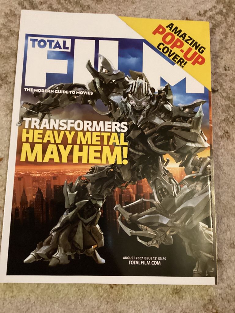 Total Film Magazine Dated August 2007 with Transformers  Pop Up Cover 