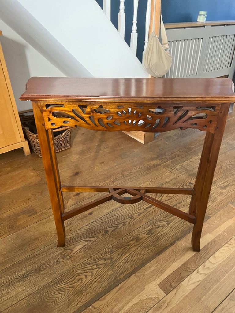 Wooden Console Table – Good Condition with Carved Details