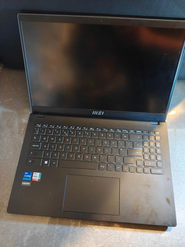 MSI Modern 15 B12M Laptop 15.6" Black, Intel Core I7-1255U, 512GB SSD, 8GB RAM
