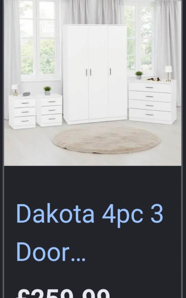 White 3 door wardrobe