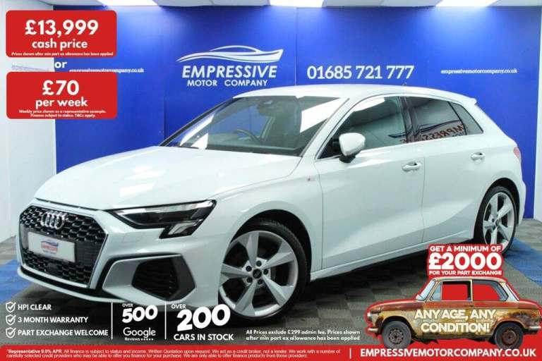 2022 72 AUDI A3 1.5 TFSI 35 S LINE SPORTBACK 5DR PETROL MANUAL EURO 6 (S/S) (150