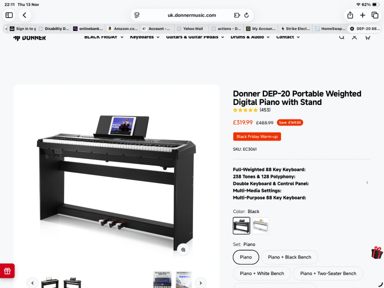 image for Excellent condition Donner DEP 20 fully weighted piano 