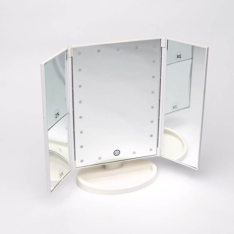22 LED Make-up Mirror Lighted Vanity Cosmetic Tri-Fold Tabletop Foldable Travel