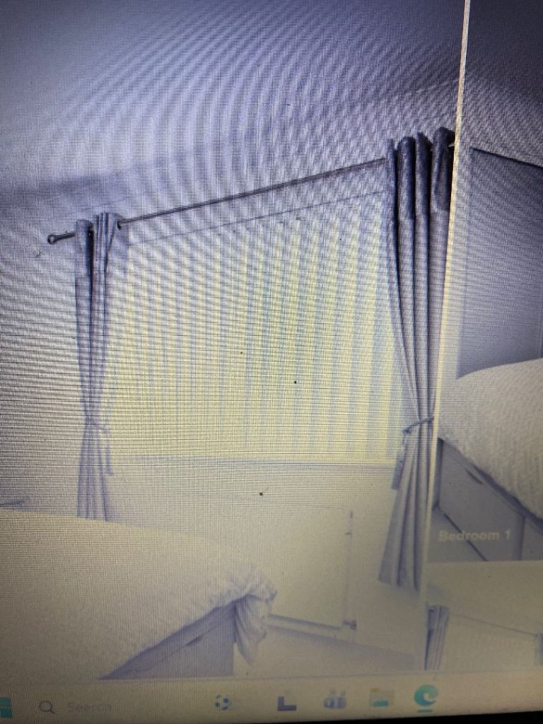 Silver grey ring top velvet curtains and pole included 