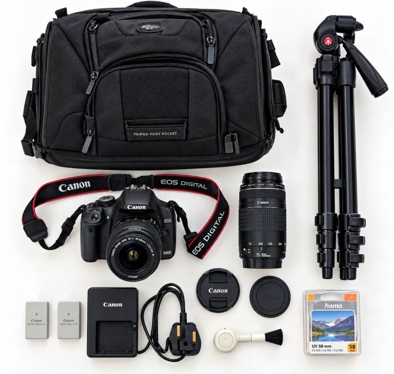 Canon EOS 500D DSLR Camera Kit with Lenses & Accessories