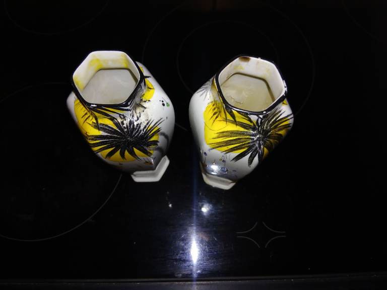 Pair of Shelley Mode Art Deco Vases – Yellow & Black Design