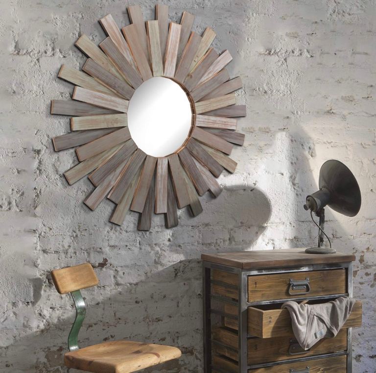 Stonebriar Sunburst Wooden Mirror *New*