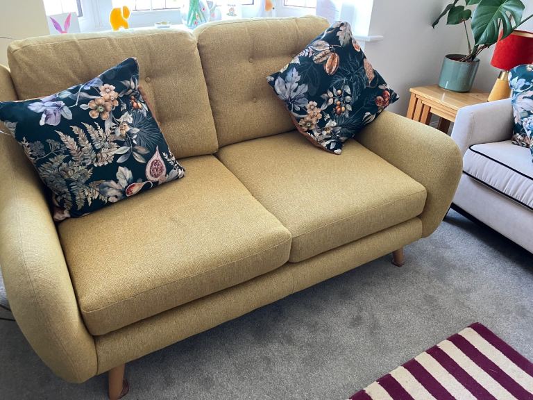 DFS Three Seater Sofa in Yellow – Good Condition